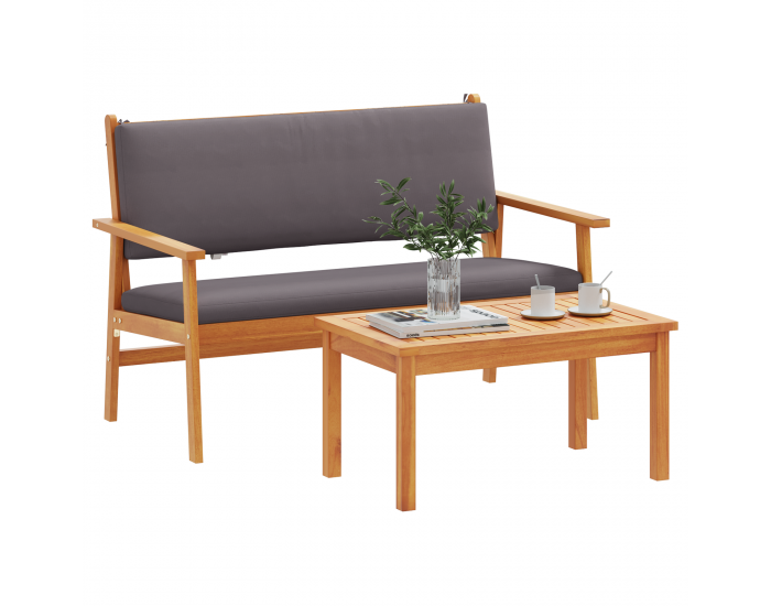 Sonata H 4-членен комплект градински диван с възглавници от масивна акациева дървесина