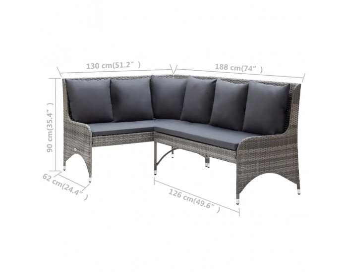 Sonata H 2 бр градински ъглови дивана, полиратан, сиви
