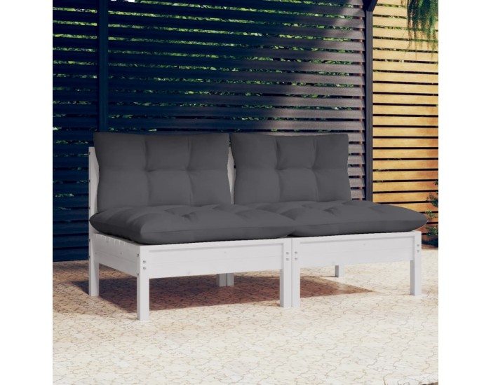 Sonata H 2-местен градински диван с възглавници антрацит, бор масив