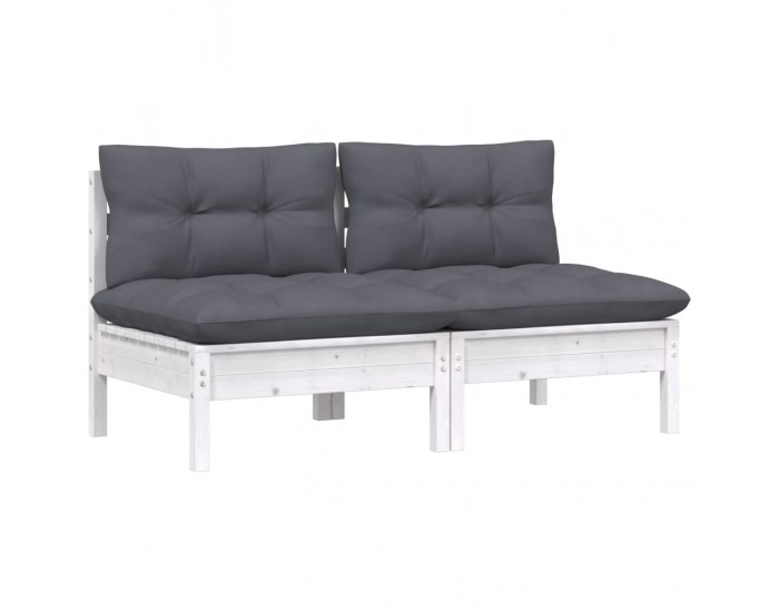 Sonata H 2-местен градински диван с възглавници антрацит, бор масив