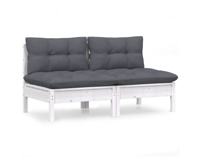 Sonata H 2-местен градински диван с възглавници антрацит, бор масив