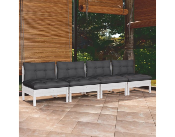 Sonata H 4-местен градински диван с възглавници антрацит, бор масив
