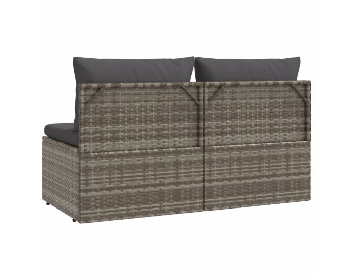 Sonata H 2-местен градински диван с възглавници, сив, полиратан