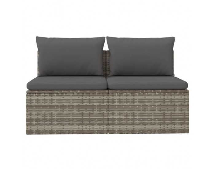 Sonata H 2-местен градински диван с възглавници, сив, полиратан