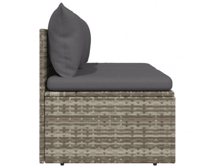 Sonata H 2-местен градински диван с възглавници, сив, полиратан