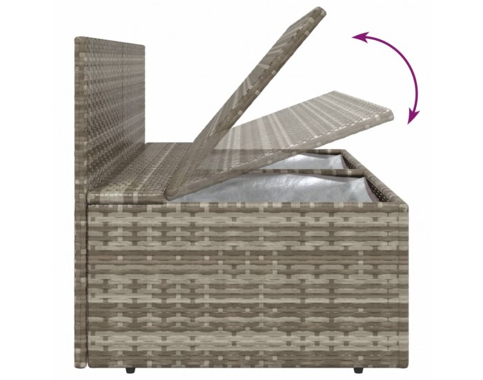 Sonata H 2-местен градински диван с възглавници, сив, полиратан