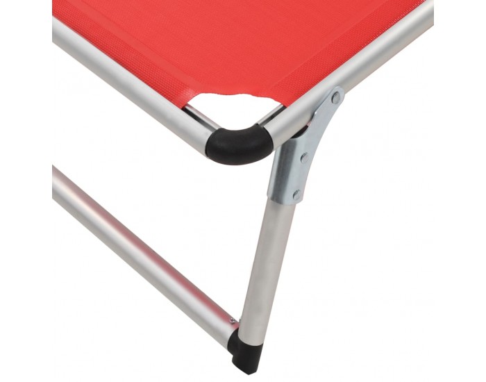 312459 Sonata H Folding Sun Loungers with Roof 2 pcs Aluminium&Textilene Red