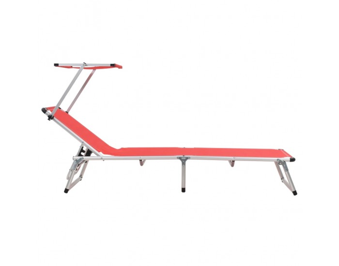 312459 Sonata H Folding Sun Loungers with Roof 2 pcs Aluminium&Textilene Red