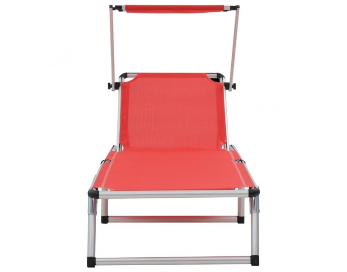312459 Sonata H Folding Sun Loungers with Roof 2 pcs Aluminium&Textilene Red