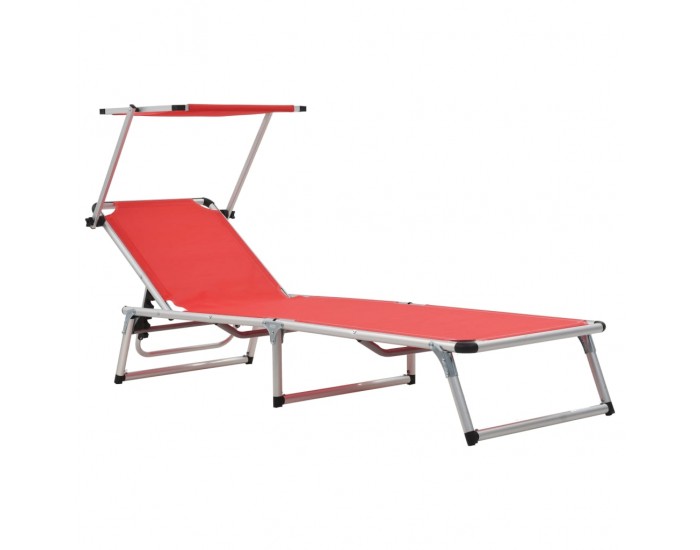 312459 Sonata H Folding Sun Loungers with Roof 2 pcs Aluminium&Textilene Red