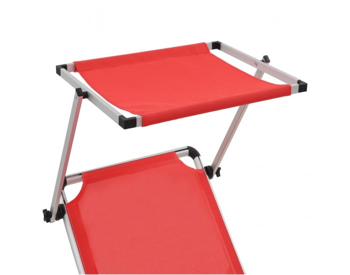 312459 Sonata H Folding Sun Loungers with Roof 2 pcs Aluminium&Textilene Red