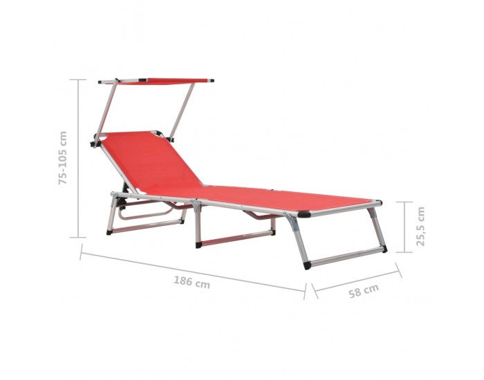 312459 Sonata H Folding Sun Loungers with Roof 2 pcs Aluminium&Textilene Red