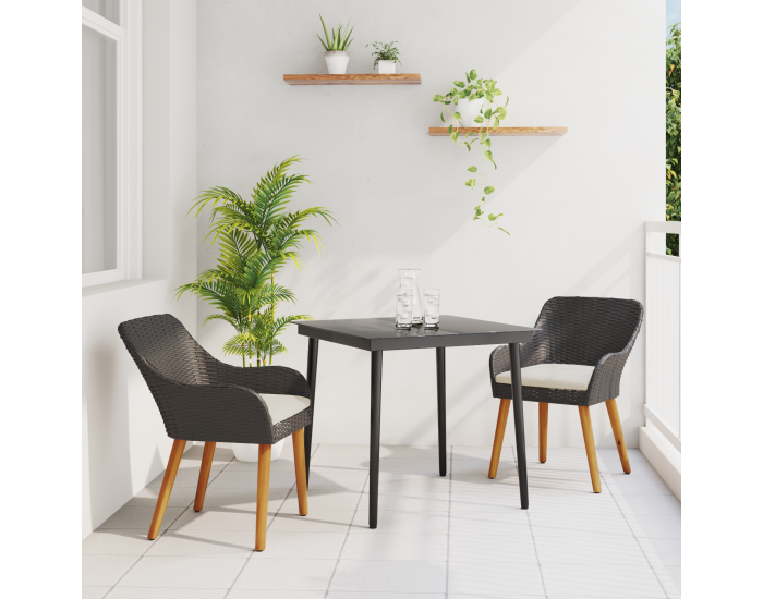 Sonata H 3 частен градински комплект за трапезария черен полиратан