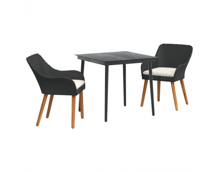 Sonata H 3 частен градински комплект за трапезария черен полиратан
