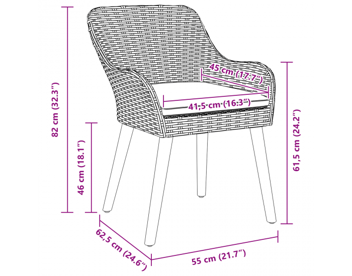 Sonata H 3 частен градински комплект за трапезария черен полиратан