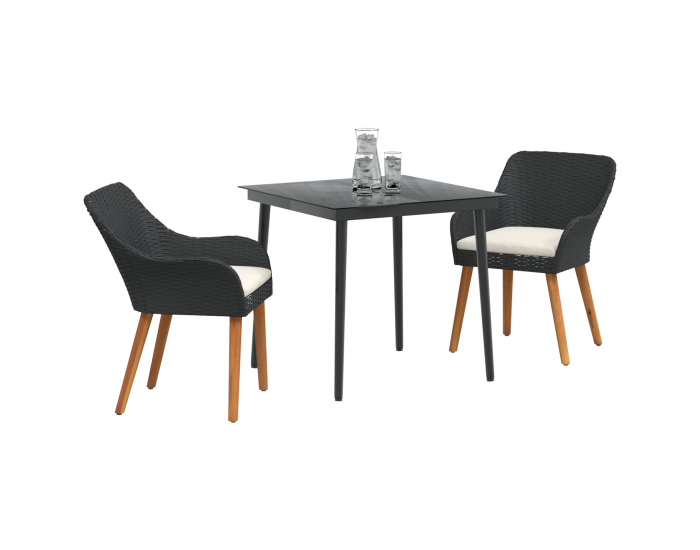 Sonata H 3 частен градински комплект за трапезария черен полиратан