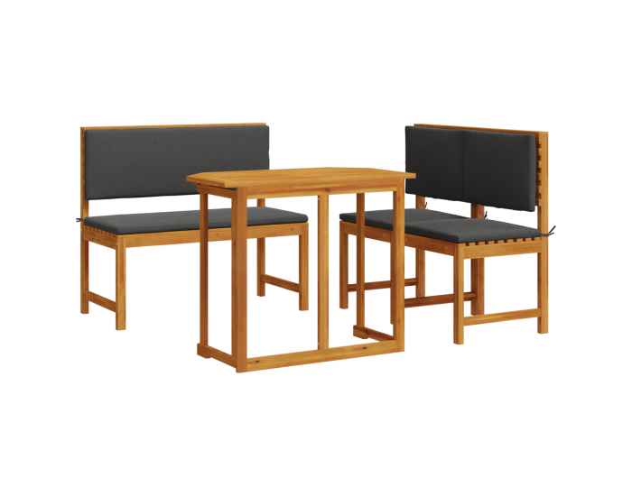 Sonata H 4 Членен Градински Комплект с Възглавници от Масивна Акациева Дървесина