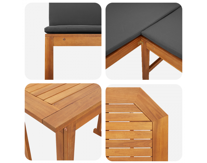 Sonata H 4 Членен Градински Комплект с Възглавници от Масивна Акациева Дървесина