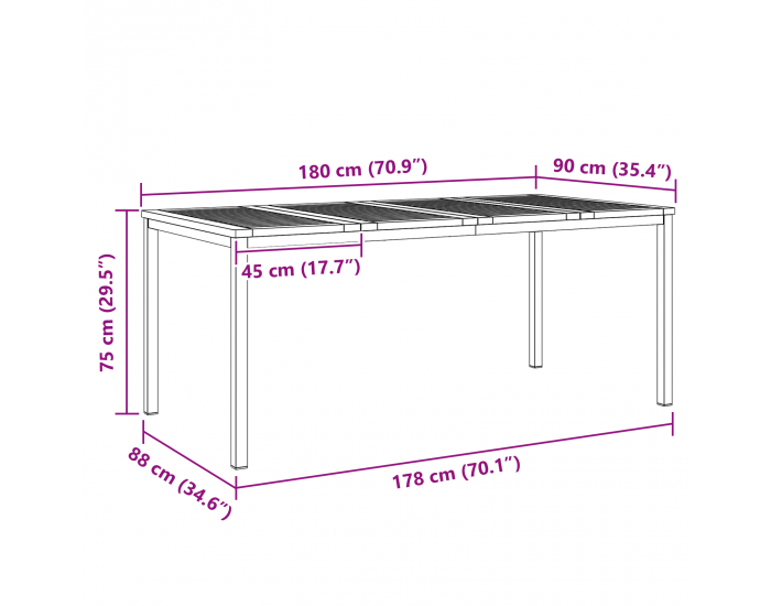 5-частен градински трапезен комплект Sonata H от масивна акациева дървесина