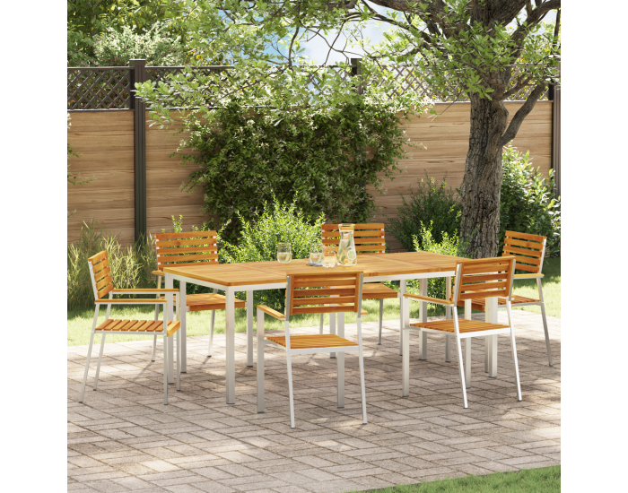 Комплект за хранене в градината на Sonata H с 7 части от масивно акациево дърво