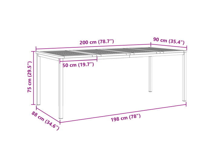Комплект за хранене в градината на Sonata H с 7 части от масивно акациево дърво
