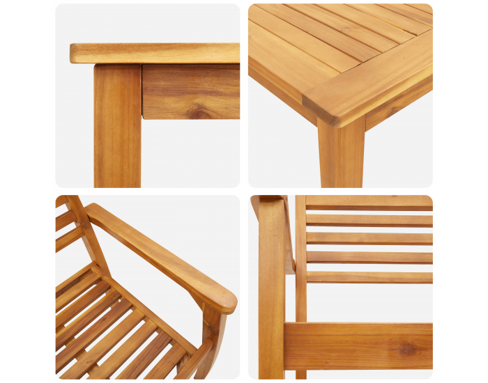 Sonata H 3 Частен Градински Трапезен Комплект от Масивно Акациево Дърво