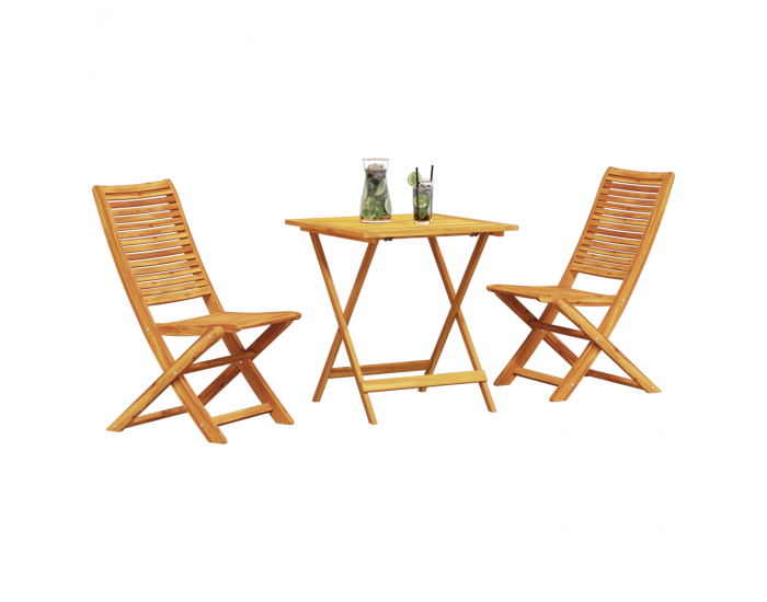Sonata H Комплект сгъваемо бистро от 3 части от солидно акациево дърво