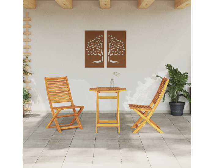 Sonata H 3 Часова Сгъваема Бистро Комплект от Масивна Акациева Дървесина