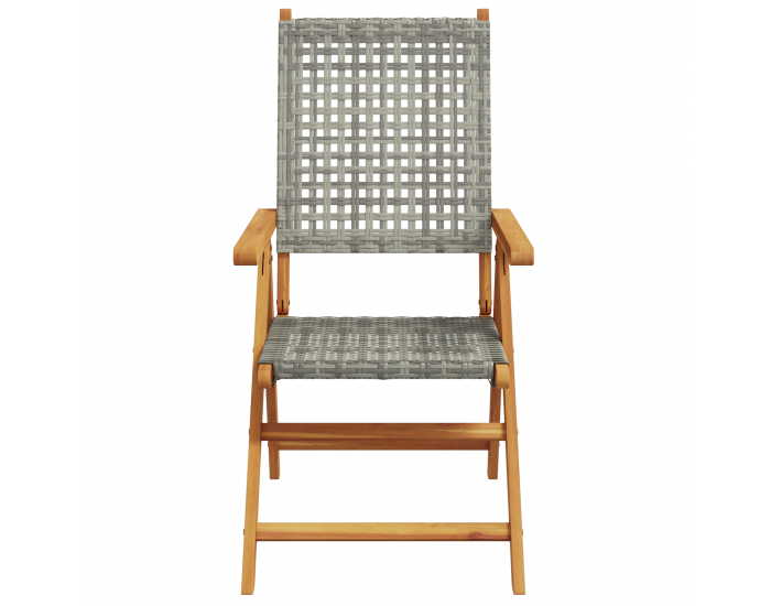 Sonata H 7-Частен комплект за градинско хранене в сиво, от масивна акациева дървесина и полиротан