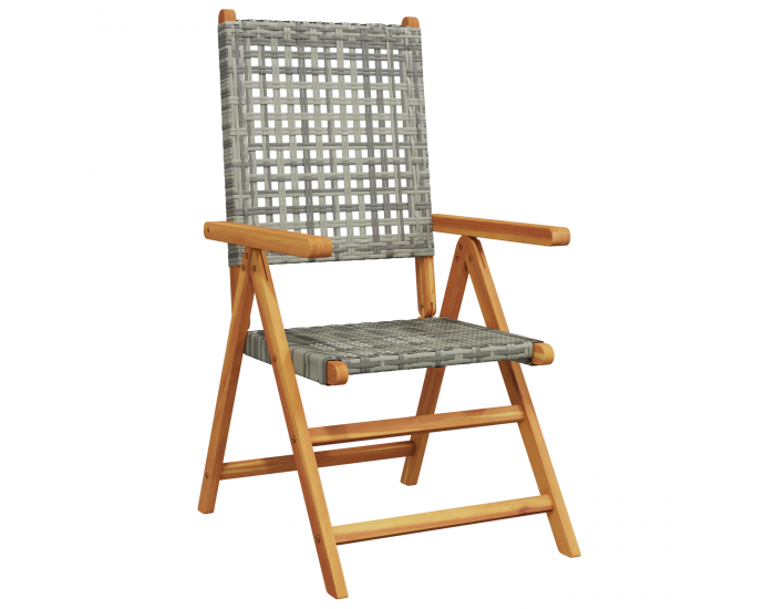 Sonata H 7-Частен комплект за градинско хранене в сиво, от масивна акациева дървесина и полиротан