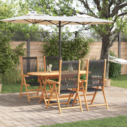 Sonata H 5 Часова Градинска Трапезарийна Настолка Черна От Масивна Акациева Дървесина и Полипропилен - 