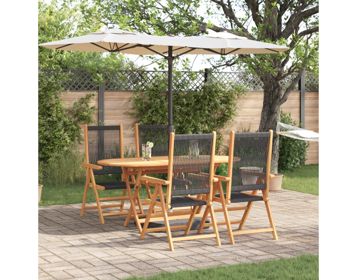 Sonata H 5 Часова Градинска Трапезарийна Настолка Черна От Масивна Акациева Дървесина и Полипропилен