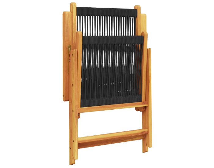 Sonata H 5 Часова Градинска Трапезарийна Настолка Черна От Масивна Акациева Дървесина и Полипропилен