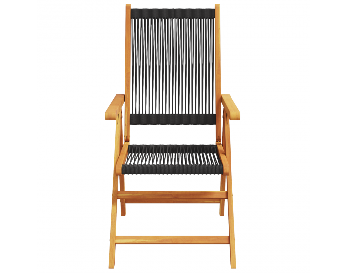 Sonata H 5 Часова Градинска Трапезарийна Настолка Черна От Масивна Акациева Дървесина и Полипропилен