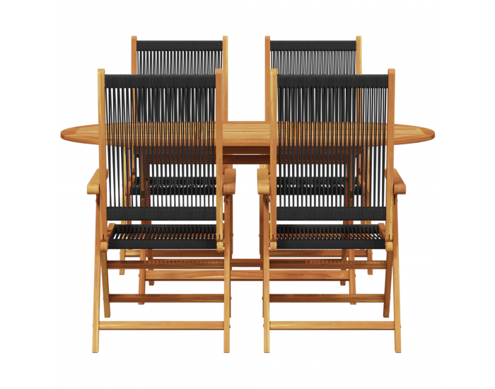 Sonata H 5 Часова Градинска Трапезарийна Настолка Черна От Масивна Акациева Дървесина и Полипропилен