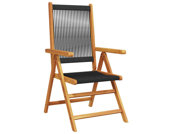 Sonata H 5 Часова Градинска Трапезарийна Настолка Черна От Масивна Акациева Дървесина и Полипропилен