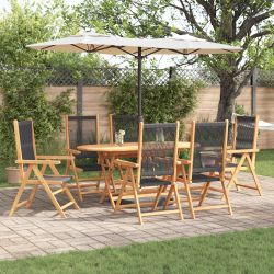 Sonata H 7-частен комплект за открито хранене - Черна акация с полиратан - 