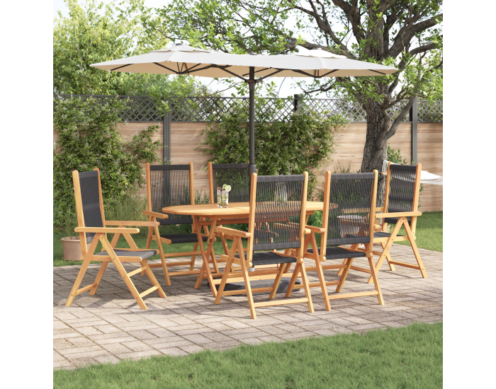 Sonata H 7-частен комплект за открито хранене - Черна акация с полиратан