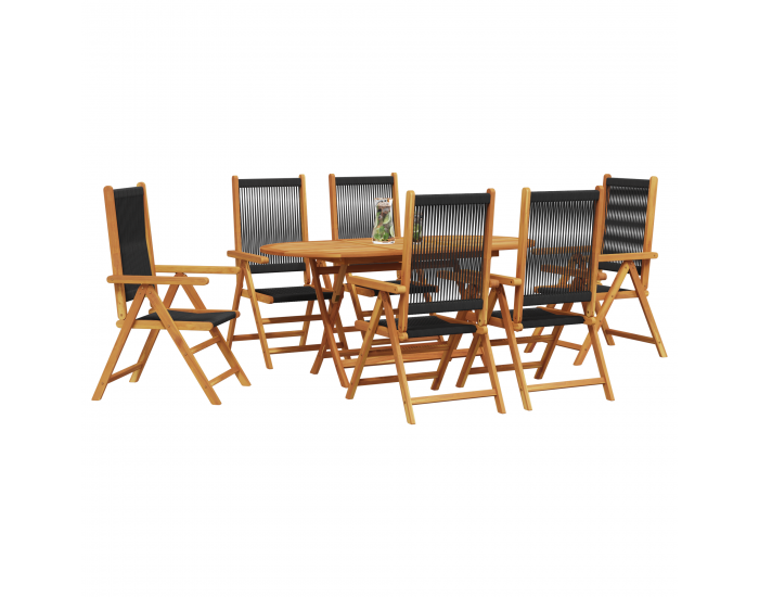 Sonata H 7-частен комплект за открито хранене - Черна акация с полиратан
