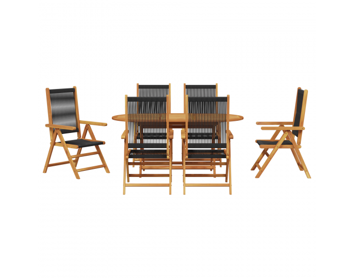 Sonata H 7-частен комплект за открито хранене - Черна акация с полиратан