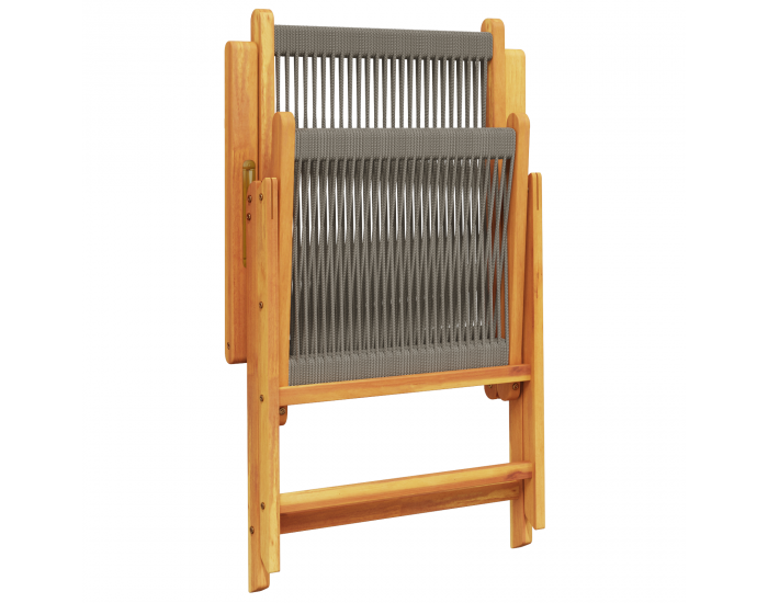 Sonata H 5-частен градински трапезен комплект в сиво с масивна акациева дървесина и полиратан