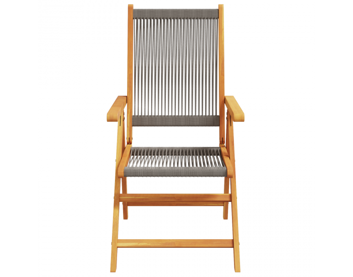 Sonata H 5-частен градински трапезен комплект в сиво с масивна акациева дървесина и полиратан