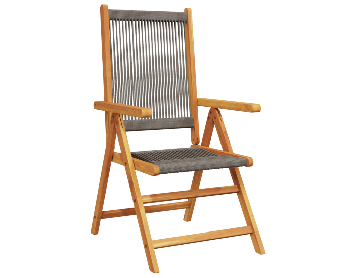 Sonata H 5-частен градински трапезен комплект в сиво с масивна акациева дървесина и полиратан