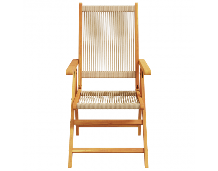 Sonata H 5 части градински комплект за хранене в бежово от солидно акациево дърво и полиратан