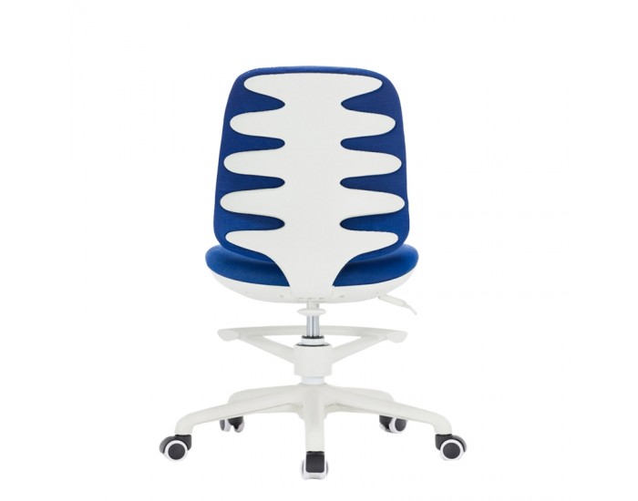 Детски стол RFG Candy Foot White, дамаска, синя седалка, синя облегалка