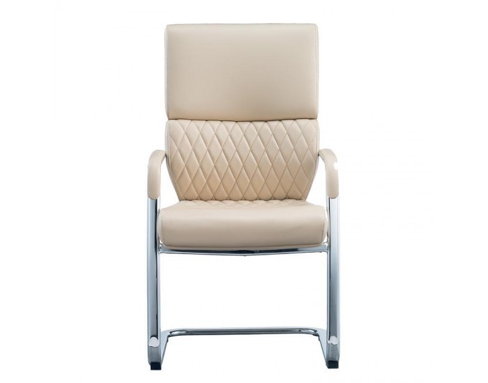 Посетителски стол RFG GRANDE M, екокожа, метална основа, до 150 kg, бежов