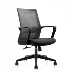 Офис стол RFG Smart W, дамаска и меш, Tilt механизъм, до 120 kg, черна седалка, черна облегалка - Офис столове