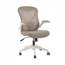 Офис стол RFG Jolly White W, дамаска и меш, Tilt механизъм, до 120 kg, сив - Офис столове