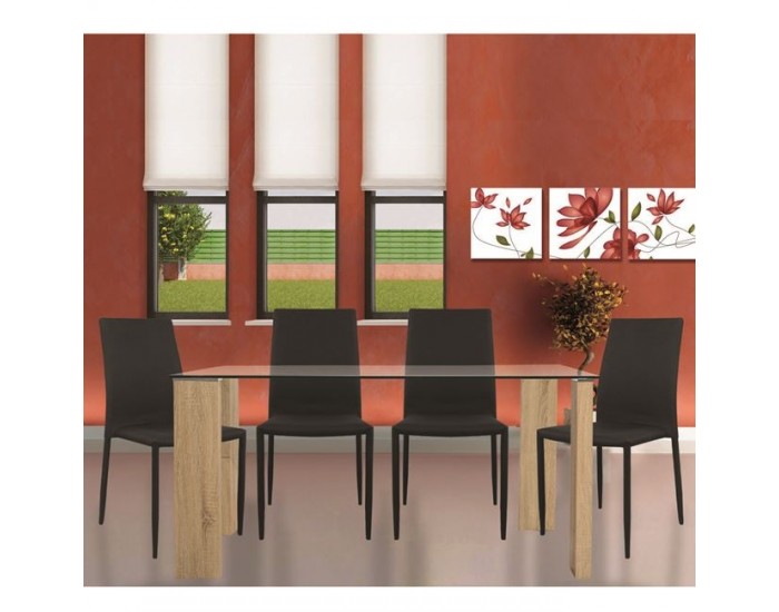 Сет маса Morgan 140х80 см и 4 стола Teta - black Мебели Богдан