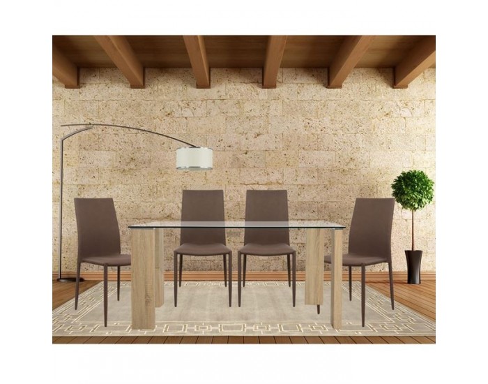 Сет маса Morgan 140х80 см и 4 стола Teta - coffee Мебели Богдан